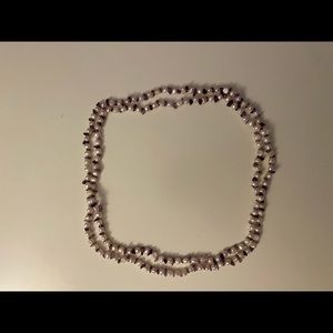 Purple stone and pearl layer necklace